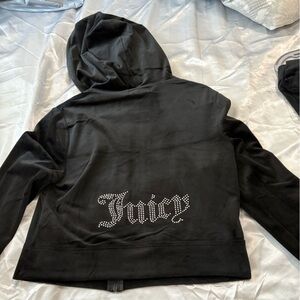 ‼️SOLD‼️ Juicy Couture Black Velour Zip Hoodie with Pink Logo Tag
